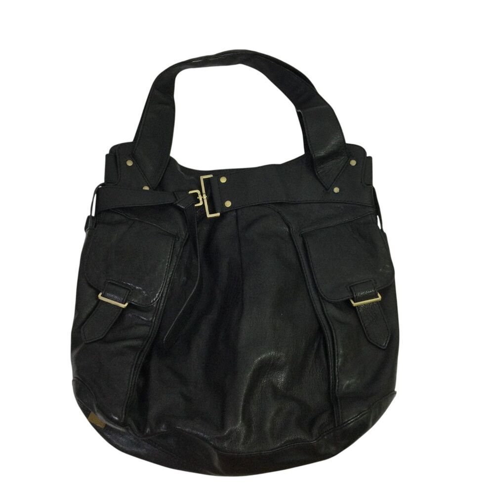 Kooba Womens Shoulder Bag Satchel Hobo Leather Black Regular Fit One Size